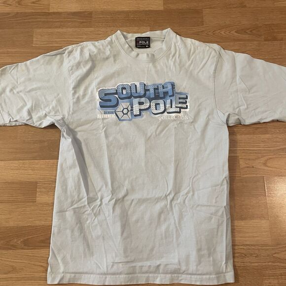 Vintage Y2K South Pole Grunge Spell Out T Shirt Size XL Light Blue - Picture 3 of 8